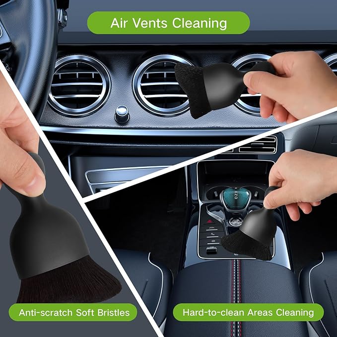 Qydipclin 10pcs Windshield Cleaning Tool Inside Car Window Cleaner Wash Kit with 4 Reusable Microfiber Pads 1 Spray Bottle and Extendable Handle Interior Auto Glass Wiper Kit, Blue&Green