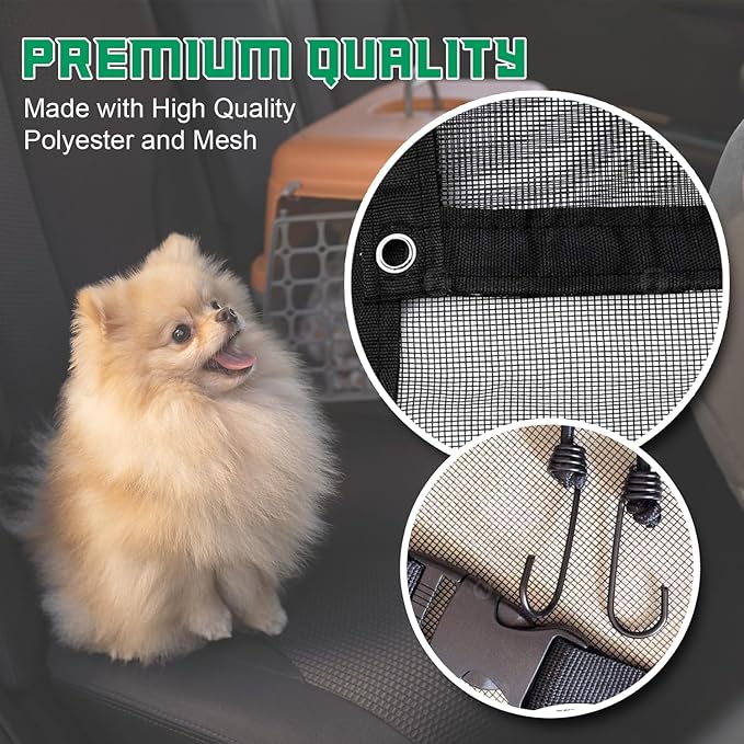 ZONETECH Pet Vehicle Net Barrier Large Universal Fit Safety Mesh for Most Cars, Trucks, SUV