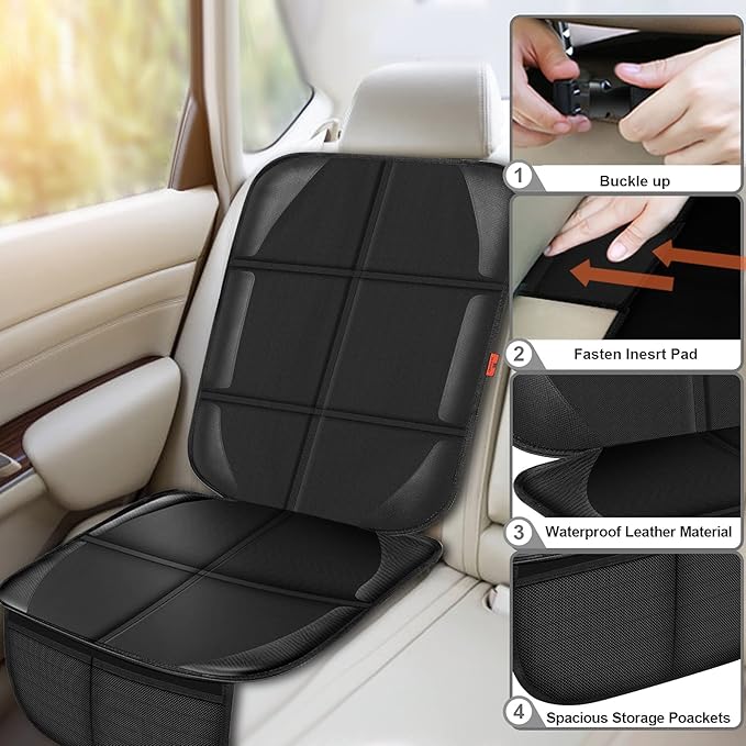 XHYANG Car Seat Protector,Auto Car Seat Protectors Baby Carseat Waterproof Durable 600D Fabric for Child Baby Car Seat Mat Vehicle Pet Cover 2 Storage Pockets (1 Pack)