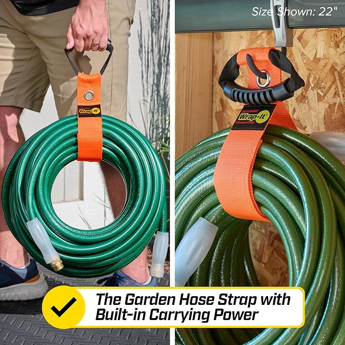 Easy-Carry Wrap-It Storage Straps - 17” (2-Pack) Blaze Orange with Grommet - Extension Cord Hanger Carrying Straps for RV Accessories