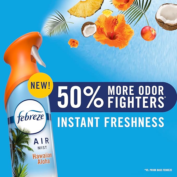 Febreze Air Mist, Air Freshener Spray, Odor Fighting Room Spray, Deodorizer for Home Bathroom Kitchen Office Apartment Dorm Room Classroom, Kitchen Odor Fighter Fresh Lemon Scent, 8.1oz