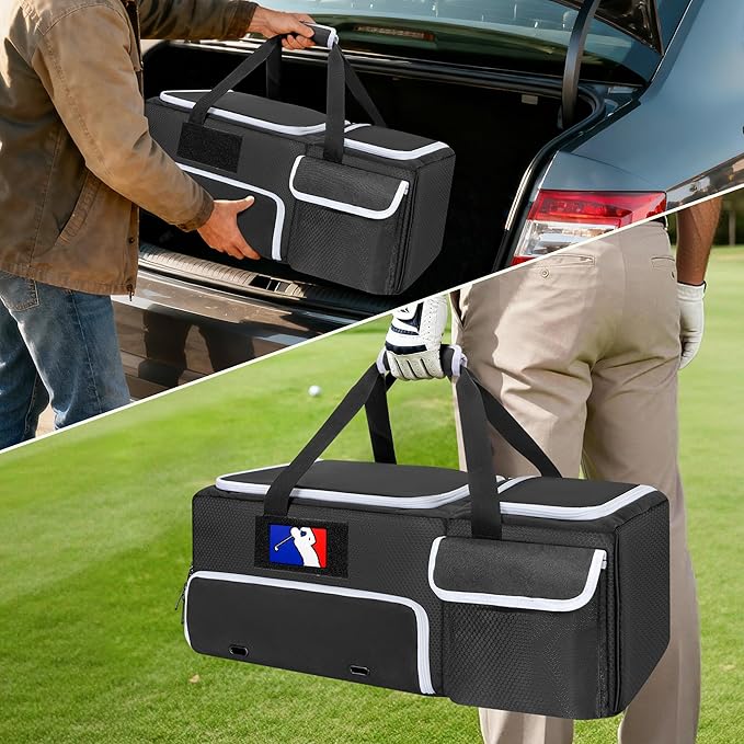 DSLEAF 2 Layer Golf Trunk Organizer with Bottom Shoe Space, Golf Car Locker for Men & Women, Holds 2-3 Shoes, Balls, Tees, Cap, Gloves and Clothes (Patenting Design)