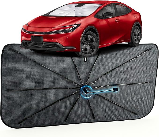 Car Windshield Sun Shade for Toyota Prius 2010-2026 –[Reflective Coated Fabric] Sunshade Umbrella for Front Window, Car Shades Sun Visor Keep Car Cool and Protects Interior, 1:1 Exact Fit