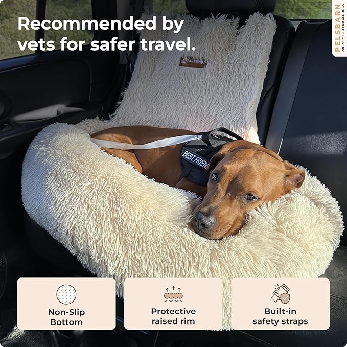 Pelsbarn Soft Comfortable Dog Protecting Car Bed 2.0 Small (Beige)