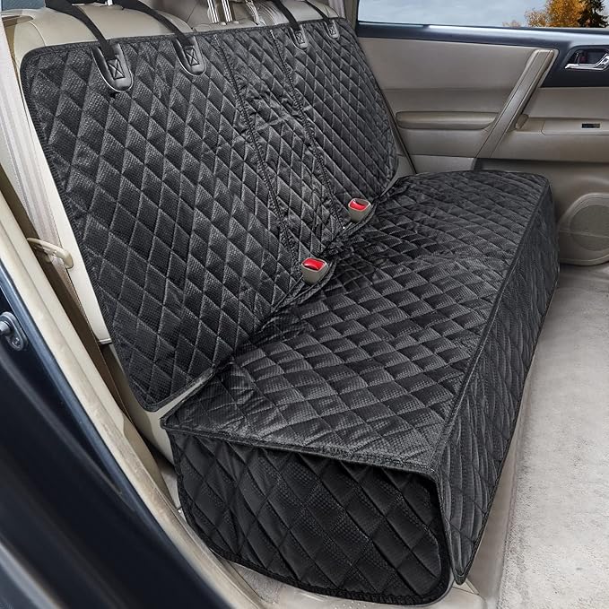 ANOSOSPECIAL Dog Car Seat Cover for Back Seat Cover for Kids Car Seat Protector for Dogs Nonslip Water Proof Universal Fit Dog Car Seat Cover for ISOFIX Truck SUV(Large,Black)
