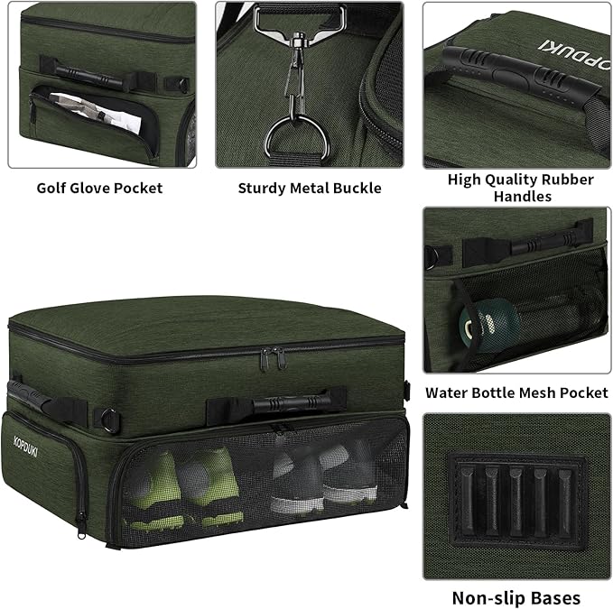 Extra Large Golf Trunk Organizer, Golf Gifts for Men Golfers, 20"x 14"x 10" 2 Layer Golf Trunk Organizer for Car, Water-resistant with Ventilated Compartment for 2 Pair Shoes and More Golf Accessories