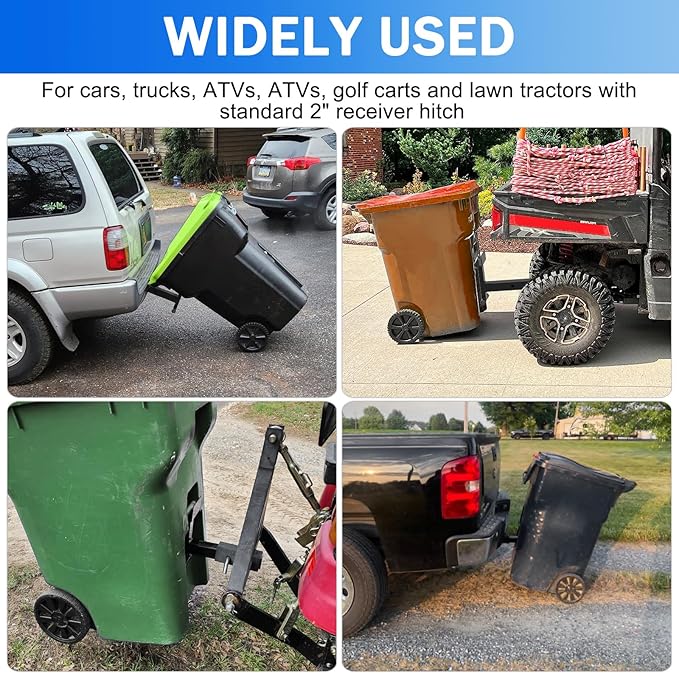 2" Trash Can Hauler Grabber Hitch Reciever, Garbage Hauling Towing Hitch Attachment,Trash Tow Truck Grab Hook Receiver Fit for Lawn Mower Garden Tractors