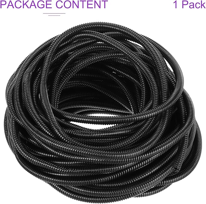 DMiotech 100ft Wire Loom Split Tubing 3/4 Inch, Cord Protectors from Pet Flexible Conduit Cable Management for Office, Home, Garden, Black