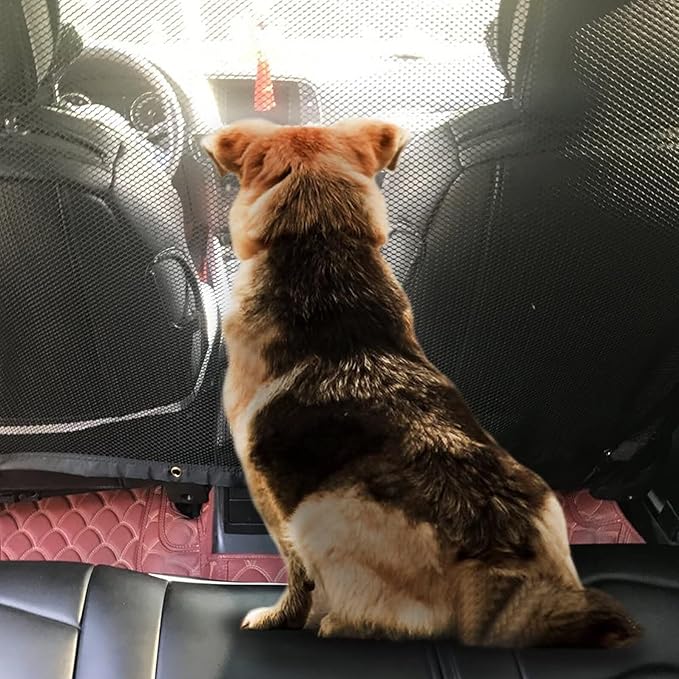 2 Sets Pet Safety Fence Net for Car Dogs Mesh Barrier for Vehicle Back Seat Separation Easy Install Pet Car Mesh Divider for Suvs and Trucks
