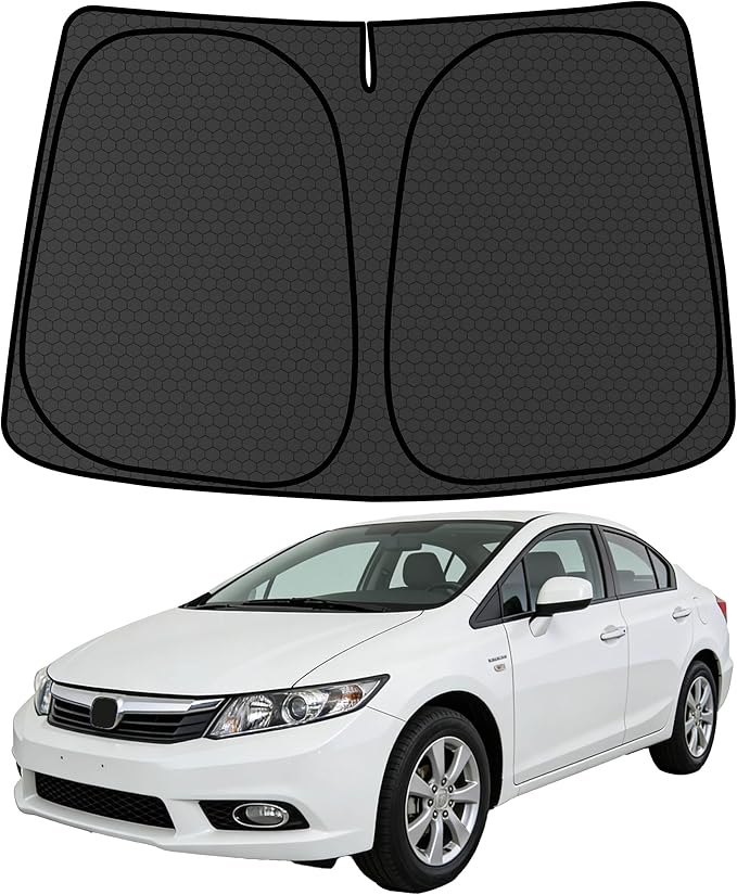 Civic Customized Windshield Sun Shade for 2012 2013 2014 2015 Civic Front Window Sunshade Visor Protector Foldable Blocks UV Rays Keep Car Cooler Accessories