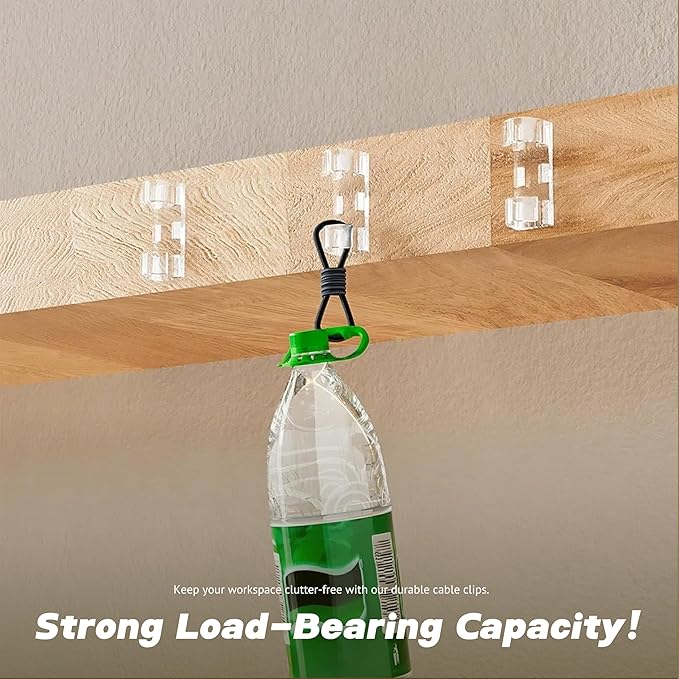 40pcs Clear Adhesive Cable Clips,Wire Clips Cord Holder Cable Management Finisher Wire clamp for Light,Desk, Desk,Wall,TV PC Ethernet Wire Hider for Cords Max. 1/4"