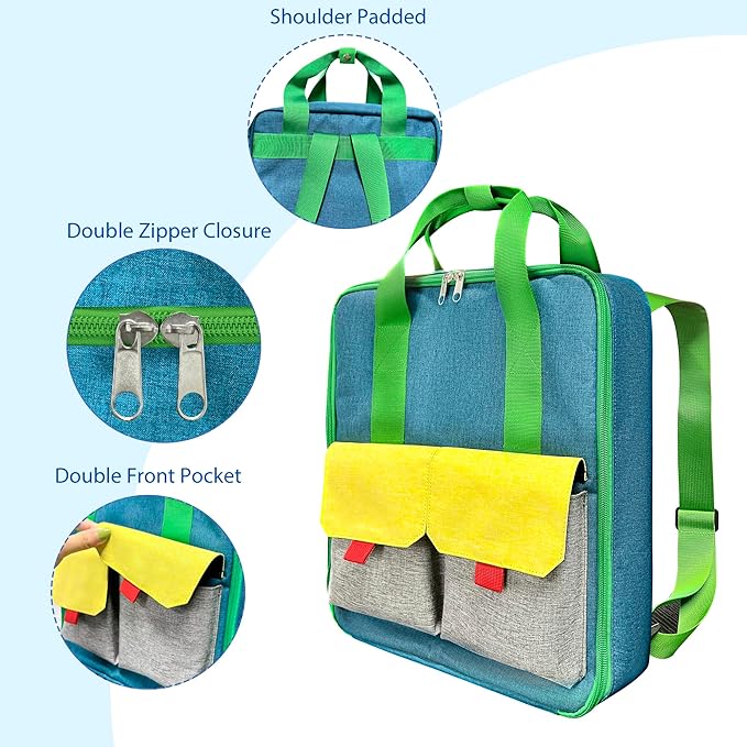 KISLANE Car Storage Backpack Organizer with Elastic Slots – Portable Backpack Carrying Case for 1:64 Scale Cars, Hands-Free Travel Storage Bag for Collection and Organization