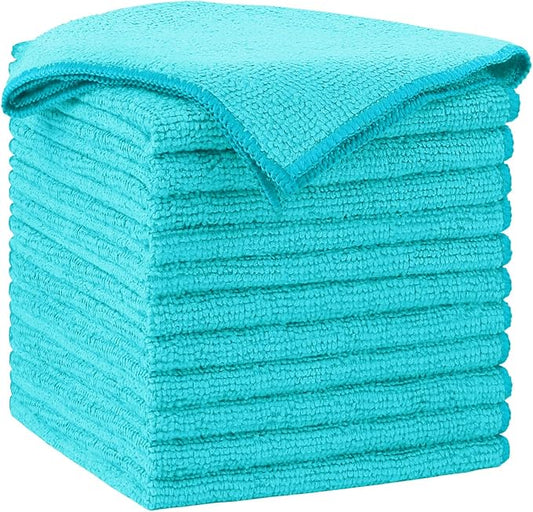 AIDEA Microfiber Cleaning Cloth-12PK, Soft Microfiber Towels for Cars, Absorbent Cleaning Rags, Lint-Free Streak-Free Wash Cloths for House, Kitchen, Window(12in.x12in), Blue