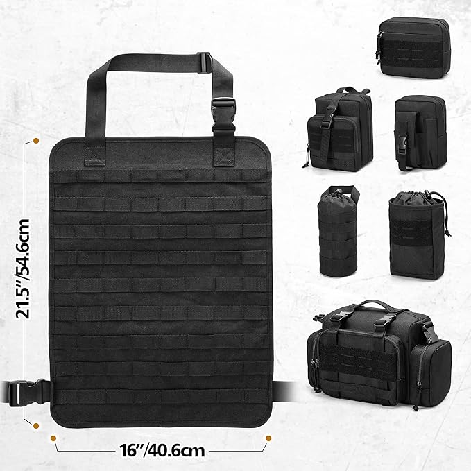 HODRANT 6 Pack Tactical Car Seat Back Organizer, Universal Vehicle Panel Storage Bag with 6 Detachable Molle Pouch Fits for Truck, Pickup, SUV, Bag Only