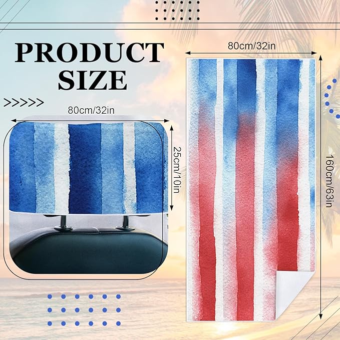 1 Pack Car Towel Seat Covers with Storage Bag, Multifunctional Towel for Gym Outdoor Sport, Picnic, Beach, Pet Dog Travel,Non-Slip Washable Car Seat Protector (Flag Stripes)