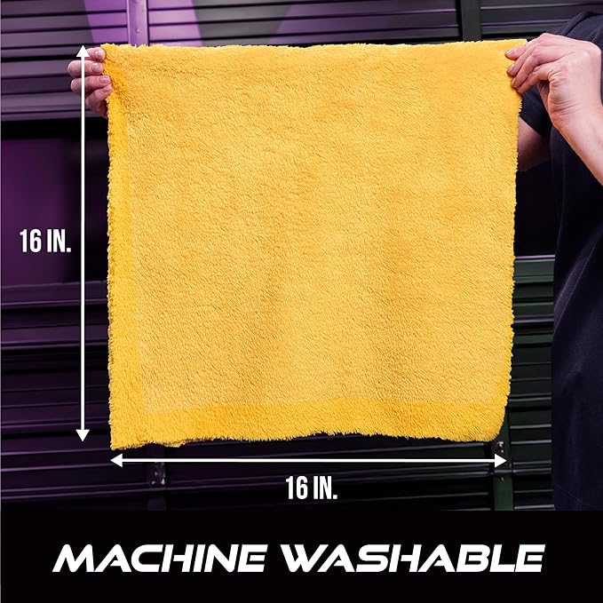 VIKING Microfiber Cleaning Cloth for Car Detailing, Ultra Plush Finishing Microfiber Towels for Car Cleaning Supplies, Yellow, 16 inch x 16 inch, 3 Pack