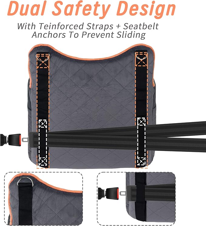 Dog Car Seat for Medium Sized Dogs 30 lbs, Safety Booster Seat for Small Dogs Hooks to The Seatbelt & with Elevated Cushion, Soft Waterproof Washable Small Dog Car Seat with Storage Pockets (Black)