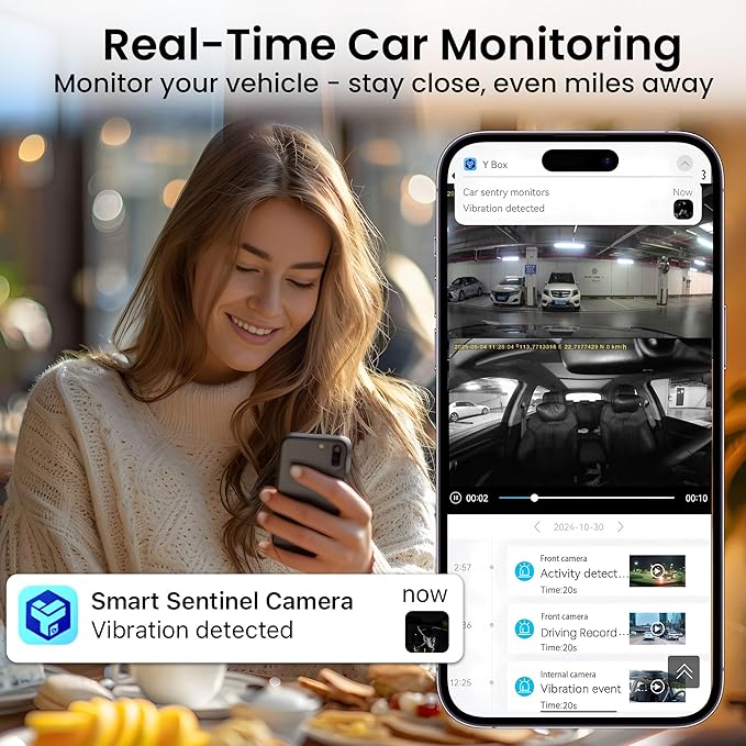 4G LTE Dual Dash Cam with 64GB Card, Front & Inside 2K Car Camera, Remote Live View, GPS, 24/7 Parking Guard, IR Night Vision, Two-Way Talk, App Alerts, Cloud/SD Storage, OBD Cable