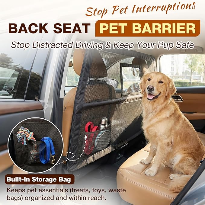 Loyala Dog Car Barriers for SUVs Trucks Cars Adjustable Dog Car Divider Pet Car Barrier for Back Seat Pet Barrier Universal-Fit Safety Travel Accessory 50" W x 56" W x 32" H