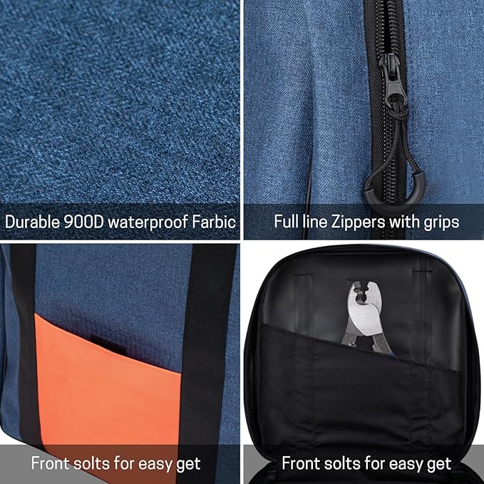 15 Inch Jumper Cable Bag, Heavy Duty Cable Storage Bag, Water Resistant Cable Organizer Bag for Jumper Cable, EV Charging Cables, Cords and Hoses (15 Inch Blue)