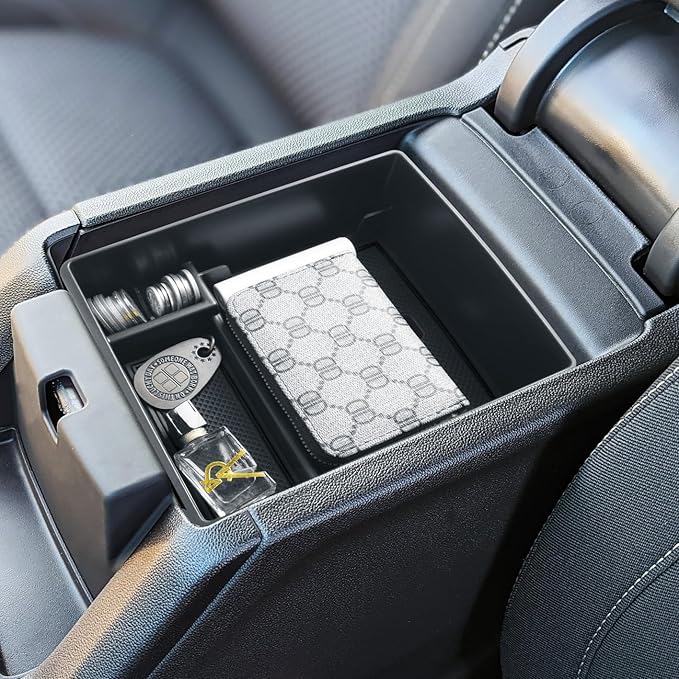HGWEI Compatible with GMC Acadia Center Console Organizer 2017-2019 2020 2021 2022 2023 Acadia SL SLE SLT Denali AT4 Interior Accessories, ABS Armrest Storage Box Insert Tray, Black