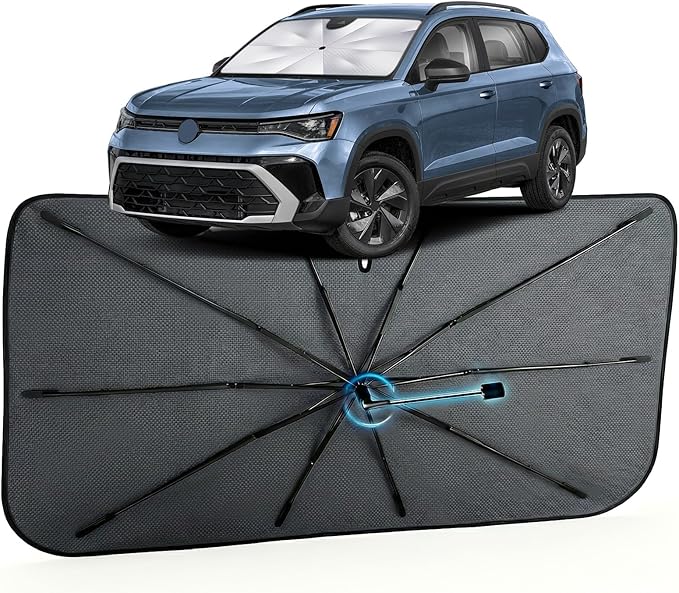 Car Windshield Sun Shade for Volkswagen Taos 2022-2026 –[Reflective Coated Fabric] Sunshade Umbrella for Front Window, Car Shades Sun Visor Keep Car Cool and Protects Interior, 1:1 Exact Fit