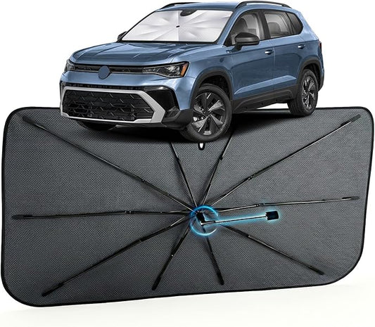 Car Windshield Sun Shade for Volkswagen Taos 2022-2026 –[Reflective Coated Fabric] Sunshade Umbrella for Front Window, Car Shades Sun Visor Keep Car Cool and Protects Interior, 1:1 Exact Fit