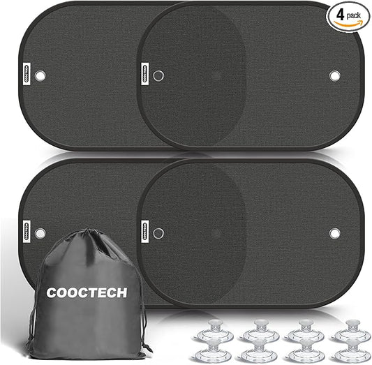 Car Shades for Side Windows 19"x12"(4 Pack),Sun Shade for Car Window with 8 Suction Cups,Window Shades Can Blocks 99.98% UVR,Window Shade for Baby,Glare Shield Protection