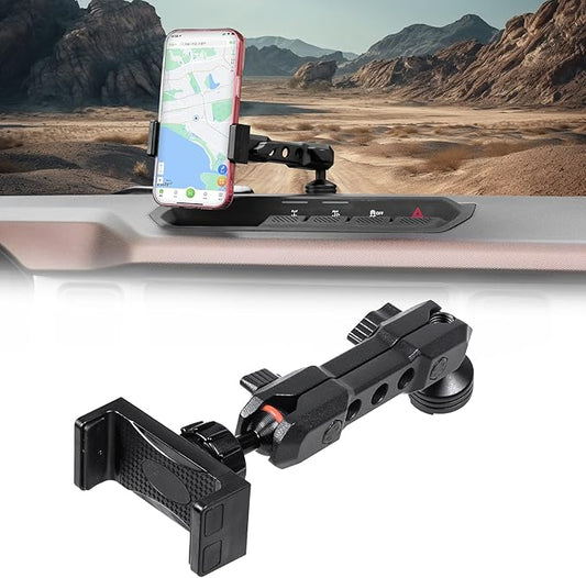 Bronco Phone Holder Car Phone Mount for 2021-2026 Ford Bronco 2/4 Door, 360° Adjustable, Dashboard Cell Phone Stand, Aluminum Car Phone Holder Mount, Black