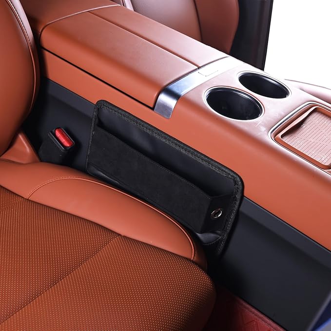 Universal Fit Car Seat Gap Filler Organizer Front Seat Set Divider Crevice Pockets Storage Box Auto Interior,Prevent from Falling Through Gaps,Holds Glasses Phone Key (2, Suede Velvet)
