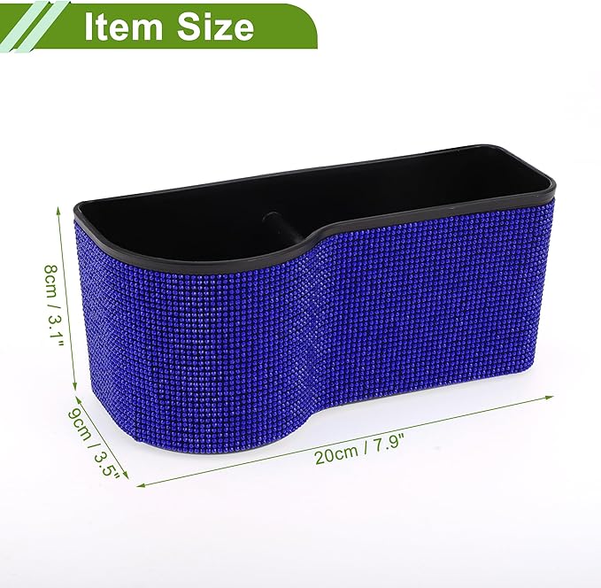 Universal 7.9" Length 3.5" Width 3.1" Height Car Trash Can Hanging Trash Bin Plastic Rhinestone 1 Pc with Hook Blue