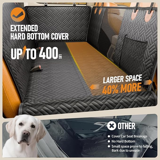PROZAR Dog Car Seat Cover for Back Seat, Hard Bottom Back Seat Extender for Dogs - Supports 400lbs, Back Seat Pet Cover, Dog Hammock for Full-Size Trucks/SUV