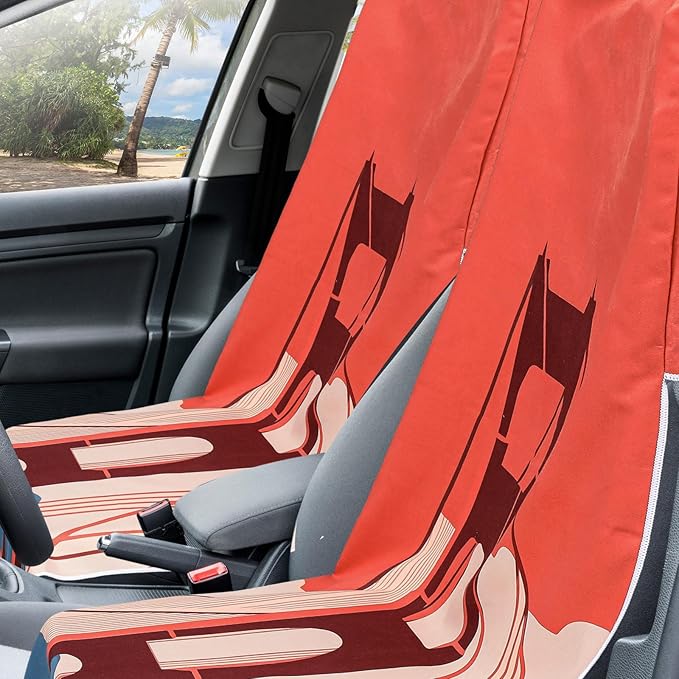 Hahafelt 2 Pack Car Seat Towel Covers with Storage Bag 63 x 32 Inch Athletic Running Towel Seat Sweat Washable Non Slip Cover Gift for Car Outdoor Sport Activities (Golden Gate Bridge)
