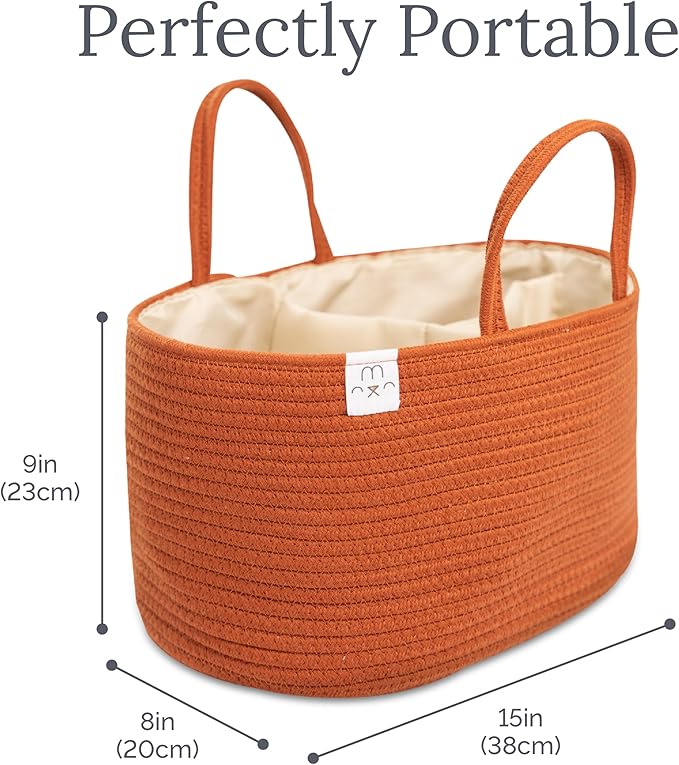Natemia Diaper Caddy Organizer - Large, Lily Pad - Portable Rope Handles For Car Organizer - Three Compartments for Storage - Versatile Gift Bag For Baby Shower & Registry