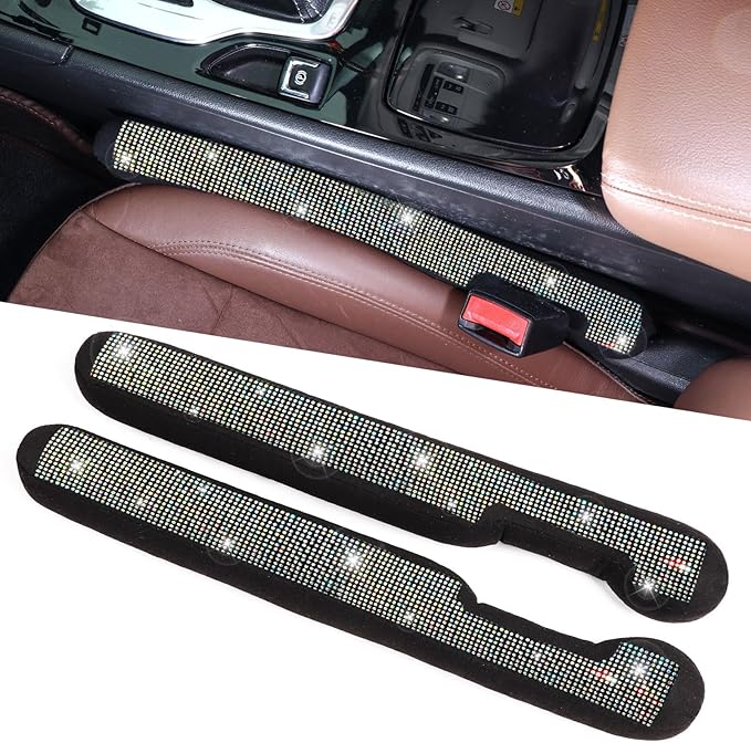ToBeQueen Bling Car Seat Gap Filler, Handmade Crystal Diamond Rhinestone Colorful Bling Car Accessories for Women, Universal Fit for Car SUV Truck(AB Color)