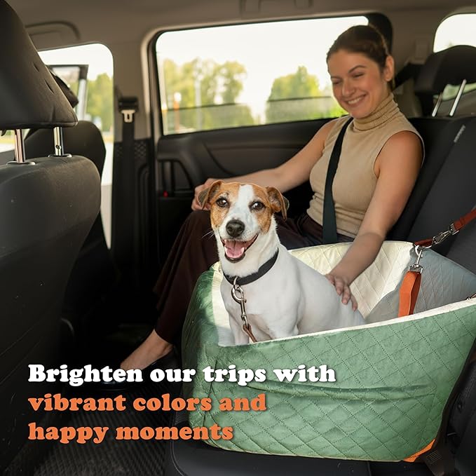 Dog Car Seat for Small & Medium Dogs - Crash-Protective, Non-Slip, Protects Car Interior, Detachable & Washable