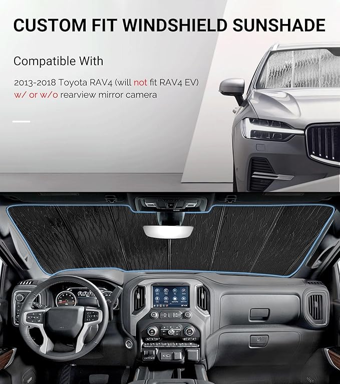 Pigenius Windshield Sun Shade for Toyota RAV4 2013-2018 Front Window Sunshade - AstraGuard