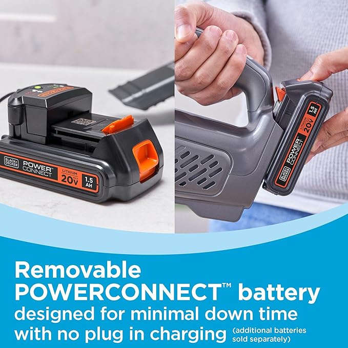 BLACK+DECKER 20V dustbuster Small Vacuum Cleaner Portable Vacuum Hand Held Cordless for Home and Car, Includes Rechargeable Battery (BCHV001C1)