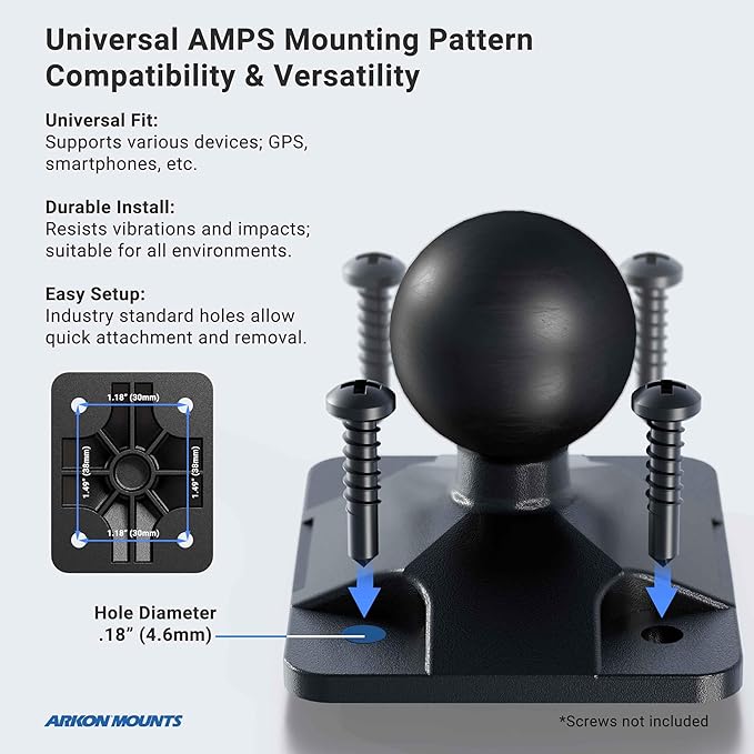 ARKON Mounts KNRM2XAMPS RoadVise Ultra Car Dash Console Wall or Flat Surface AMPS Drill Base Phone or Tablet Mount