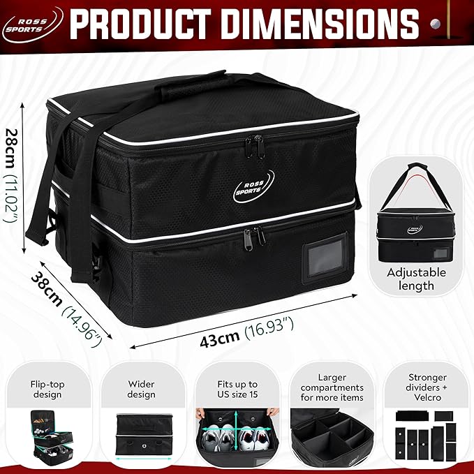 Golf Trunk Organizer – Portable Car Organization & Truck Bed Bag for Men – Smart Holder Shoes, Balls, Gloves, Clothes Storage Bag – Shoe Glove Case & Locker for Golfers, Club, Bags & Stuff Stash