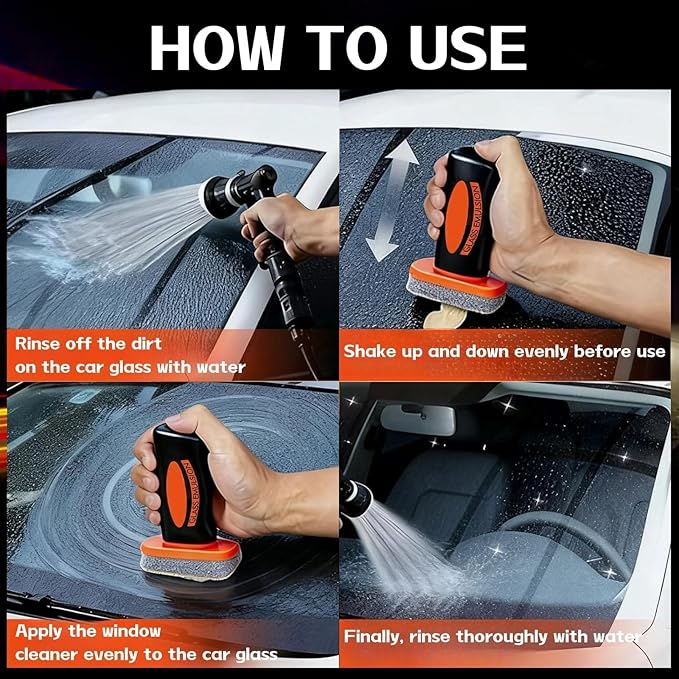 2Pcs Glass Guard, Car Oil Film Cleaner, Powerful Glass Emulsion Oil Film Remover, Auto Window Rain Cleaner, Window and Windshield Cleaning Tool for Car Windows Home, Improve Clarity for Driving (2pcs)