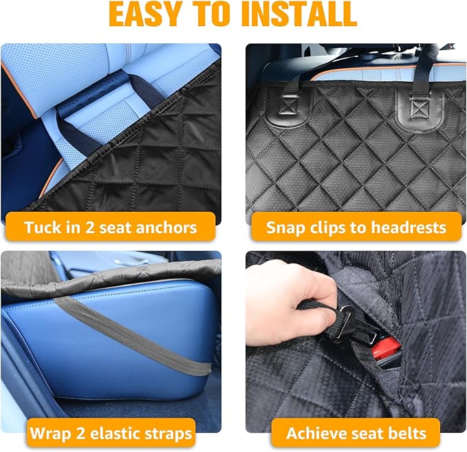 PETICON Dog Car Seat Covers for Truck Ford f150/Ram1500/Chevrolet Silverado 1500, Waterproof Pet Back Seat Cover for Trucks, Scratchproof Nonslip Durable Rear Seat Cover for Dogs
