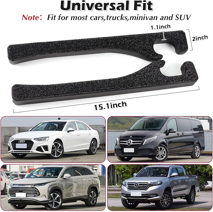 Briwill Black Seat Gap Filler Set of 2, Handmade Glitter Crystal Diamond Black Rhinestone Car Gap Filler，Black Car Accessories for Women(Black)