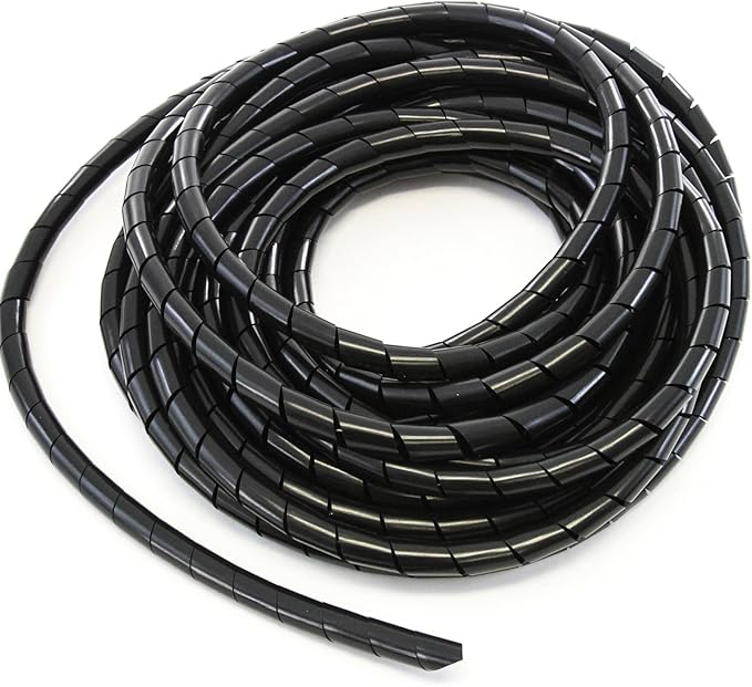 33FT PE 5/8 Inches (16 mm) Black Polyethylene Spiral Wire Wrap Tube PC Manage Cable for Car Computer Cable