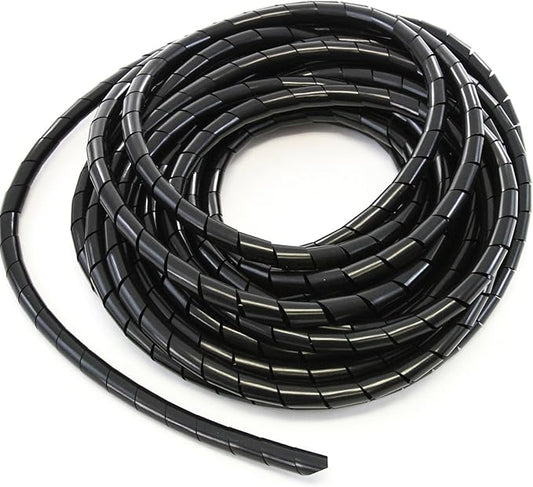 33FT PE 5/8 Inches (16 mm) Black Polyethylene Spiral Wire Wrap Tube PC Manage Cable for Car Computer Cable