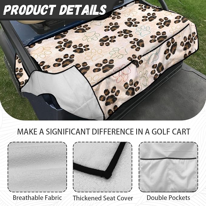 Universal Golf Cart Seat Cover with 4 Pockets Soft Golf Cart Seat Towel Blanket Fits 2-Seat Golf Carts
