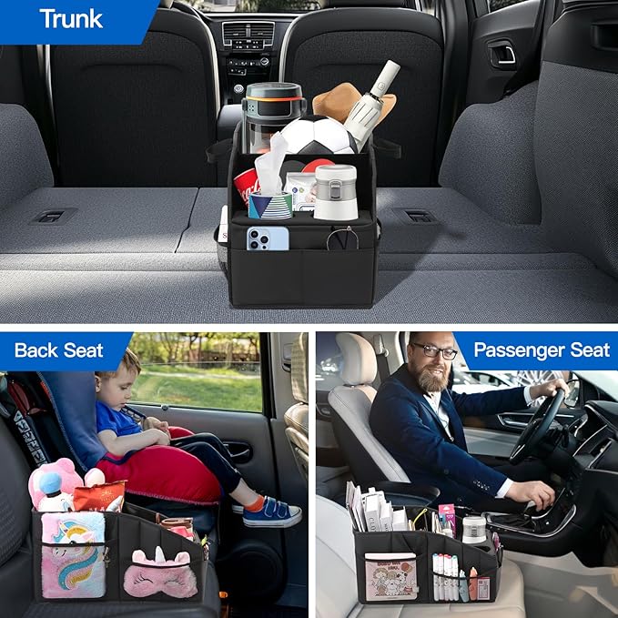 Car Storage,Car Backseat Organizers, Support Up to 33 LB of Weight Front Seat Organizer, Floor Organizer for SUV Truck(Gray black)