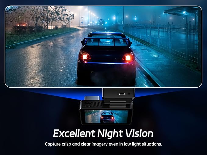 Pelsee P3 4K Dash Cam Front and Rear, 64GB SD Card, 4K+1080P Dual Dash Camera for Cars with Wi-Fi, GPS, ADAS, BSD, LCA, 3’’ IPS Display Car Camera, APP & Voice Control, Night Vision, 24H Parking Mode