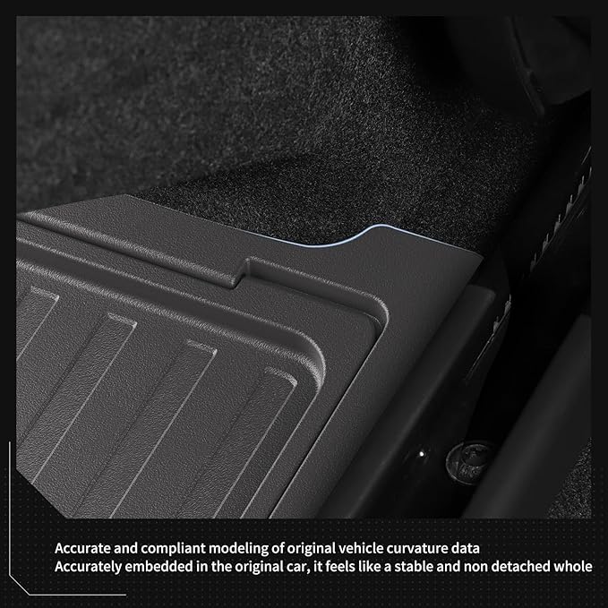 LUCKEASY Rear Center Console Floor Storage Box with Lid For Tesla Model Y Juniper 2025 2026 Storage Organizer Box with Lids Accessories TPE Black