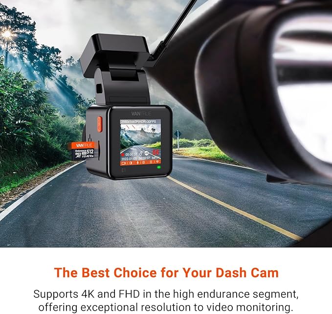 Vantrue 512GB microSDXC UHS-I U3 4K UHD Video High Speed Transfer Monitoring SD Card with Adapter for Dash Cams, Body Cams, Action Camera, Surveillance & Security Cams